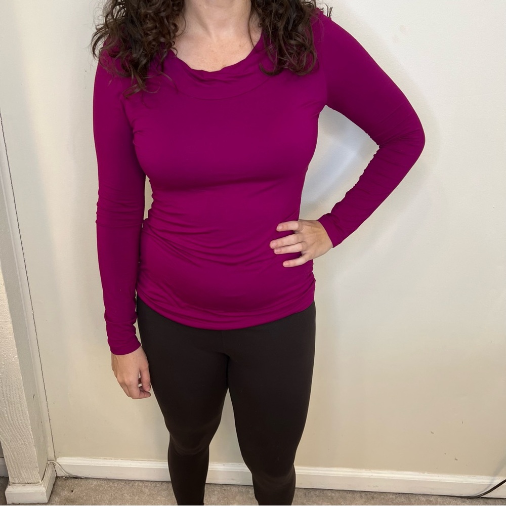 Banana Republic Women’s Medium Magenta Plum Soft Cowl Neck LS Top Shirt